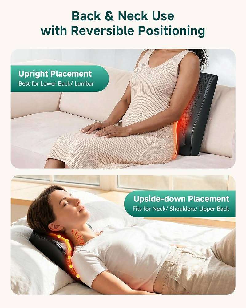 Snailax Back Massager with Heat – 3D Shiatsu Massage Pillow for Neck & Back, Fixed Kneading Nodes, Chair & Sofa Use, Gift for Mom, Dad, Women & Men - Image 3