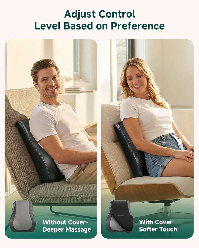Snailax Back Massager with Heat – 3D Shiatsu Massage Pillow for Neck & Back, Fixed Kneading Nodes, Chair & Sofa Use, Gift for Mom, Dad, Women & Men - Image 4