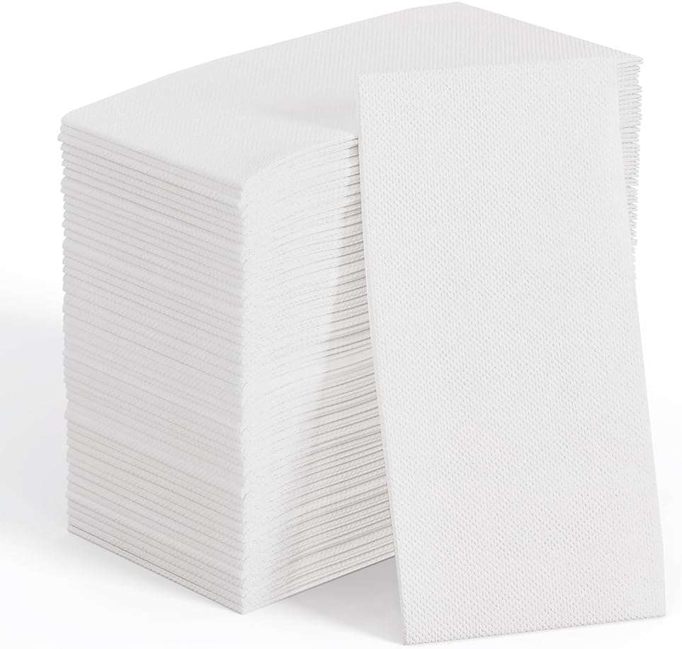 JOLLY CHEF 200 Pack Disposable Paper Napkins, Soft Bathroom Napkins for Guests, 2-Ply White Paper Hand Towels for Halloween, Wedding, Thanksgiving - Image 1