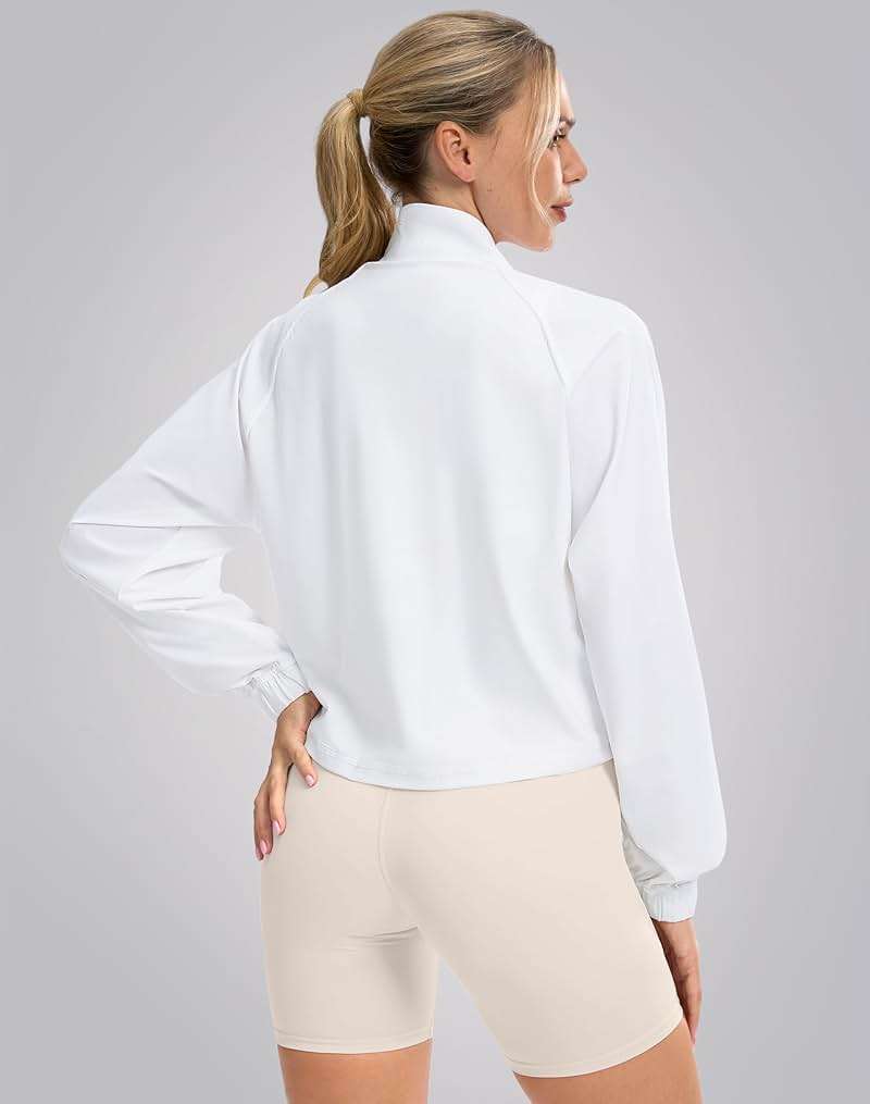 Soothfeel Women's Athletic workout Jacket Lightweight UPF 50+ Long Sleeve Sun Protection Shirts Zip Up Cropped Hiking Tops - Image 4