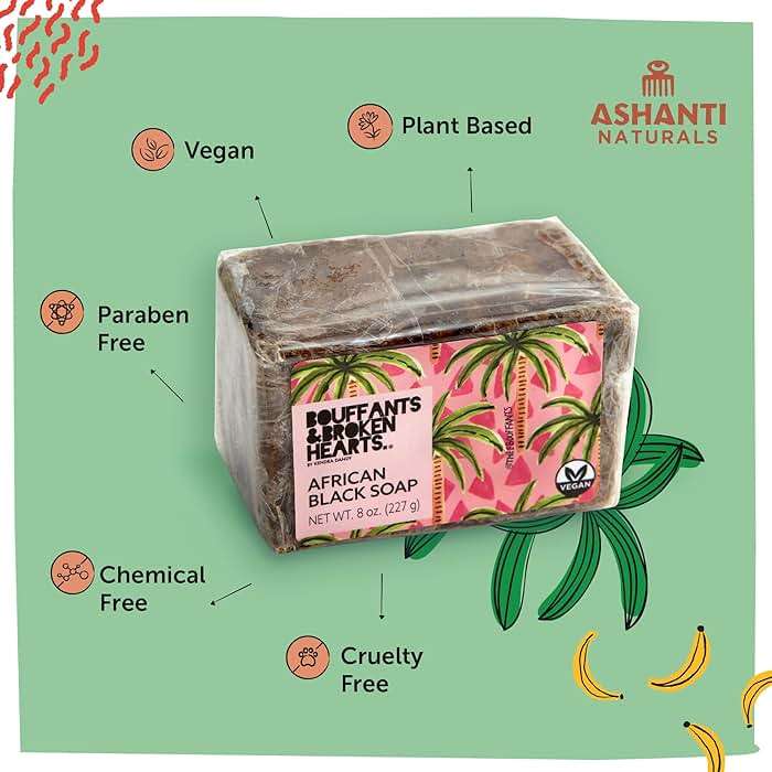 Ashanti Naturals Authentic African Black Soap Bar | Cleansing and Nourishing Black African Soap Bar| Acne Bar Soap with Shea Butter and Coconut Oil (8oz) - Image 2