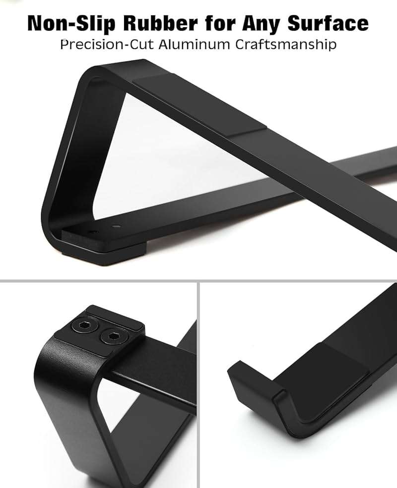 Thibault Aluminum Laptop Stand for Desk - Cooling Ergonomic Design - Fits MacBook Air Pro/DELL/HP/Lenovo/ThinkPad/Alienware - 13/14/15.6/16 -Easy Assembly- Ventilated Laptop Stand for Optimal Airflow - Image 3