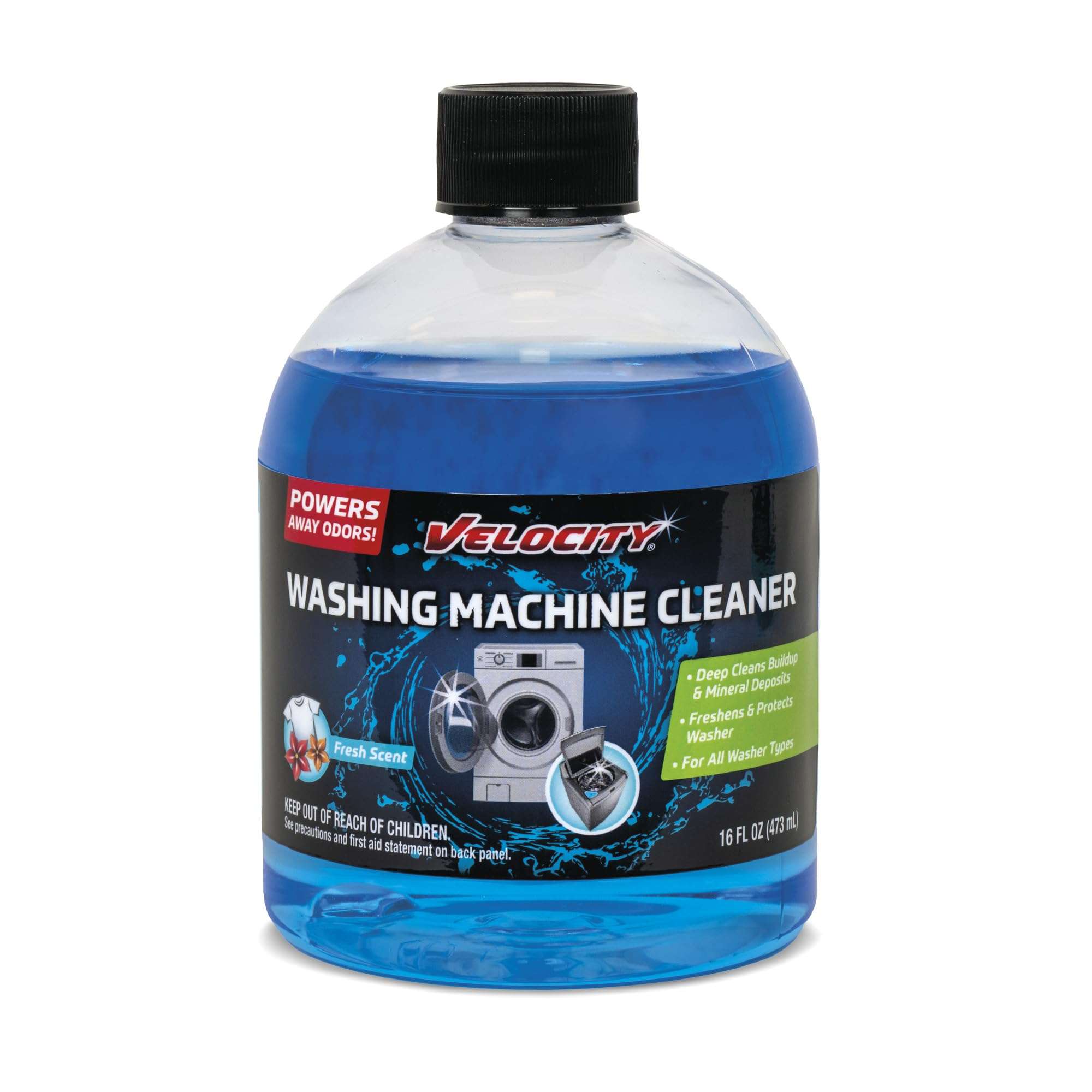 Velocity Washing Machine Cleaner – 4 Uses Per Bottle. Removes Hardwater Stains & Odor-Causing Buildup Inside Drum, Washer Cleaner for All Front & Top Load Washers & High Efficiency Machines - Image 1