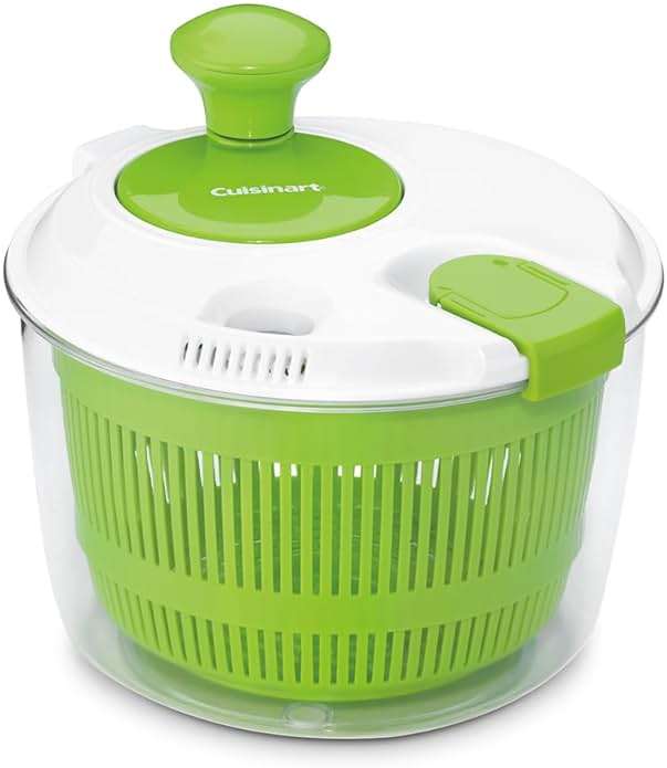 Cuisinart Large Spin Stop, 5qt, CTG-00-SAS1 Salad Spinner, 5 Quart, Green & White - Image 1