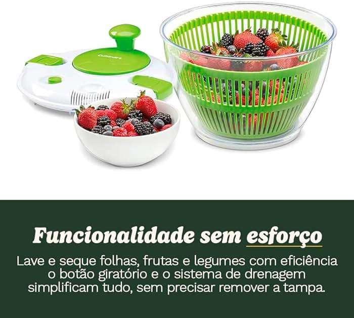 Cuisinart Large Spin Stop, 5qt, CTG-00-SAS1 Salad Spinner, 5 Quart, Green & White - Image 3