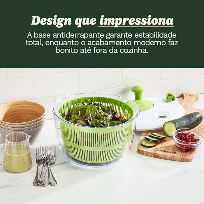 Cuisinart Large Spin Stop, 5qt, CTG-00-SAS1 Salad Spinner, 5 Quart, Green & White - Image 4