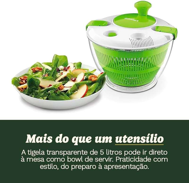 Cuisinart Large Spin Stop, 5qt, CTG-00-SAS1 Salad Spinner, 5 Quart, Green & White - Image 5