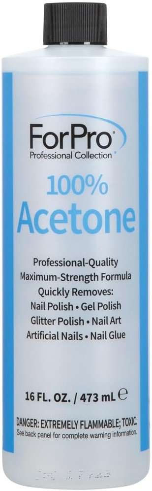ForPro Professional Collection 100% Pure Acetone, 16 fl. oz. Professional Nail Polish Remover for Natural, Artificial, Acrylic, and Sculptured Nails, Removes Gel Polish, Glue, and Glitter - Image 1