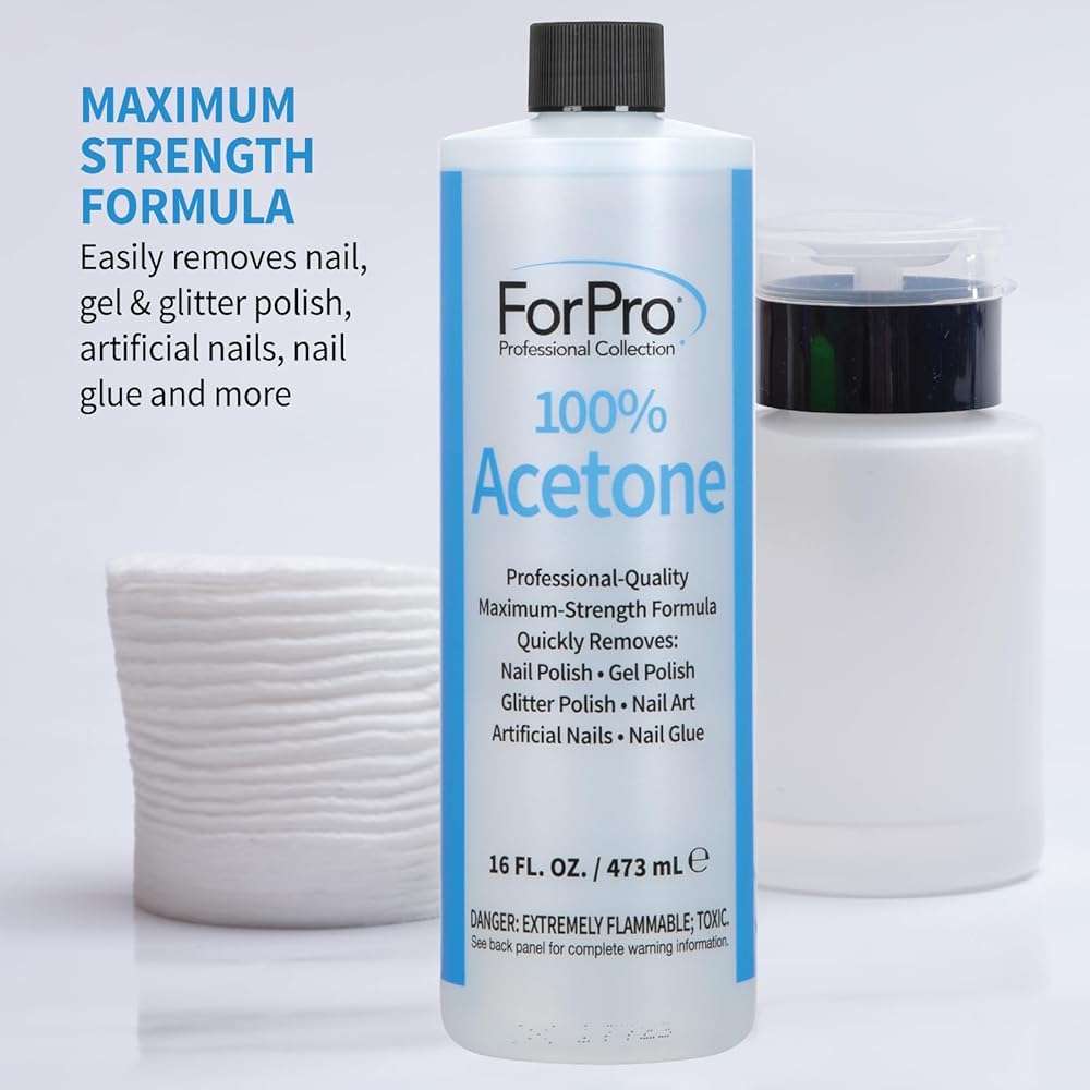 ForPro Professional Collection 100% Pure Acetone, 16 fl. oz. Professional Nail Polish Remover for Natural, Artificial, Acrylic, and Sculptured Nails, Removes Gel Polish, Glue, and Glitter - Image 4