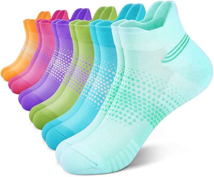 PAPLUS Ankle Compression Socks for Women 6 Pairs, Running Socks with Heel Tab, Cushioned Low Cut Athletic Socks - Image 1