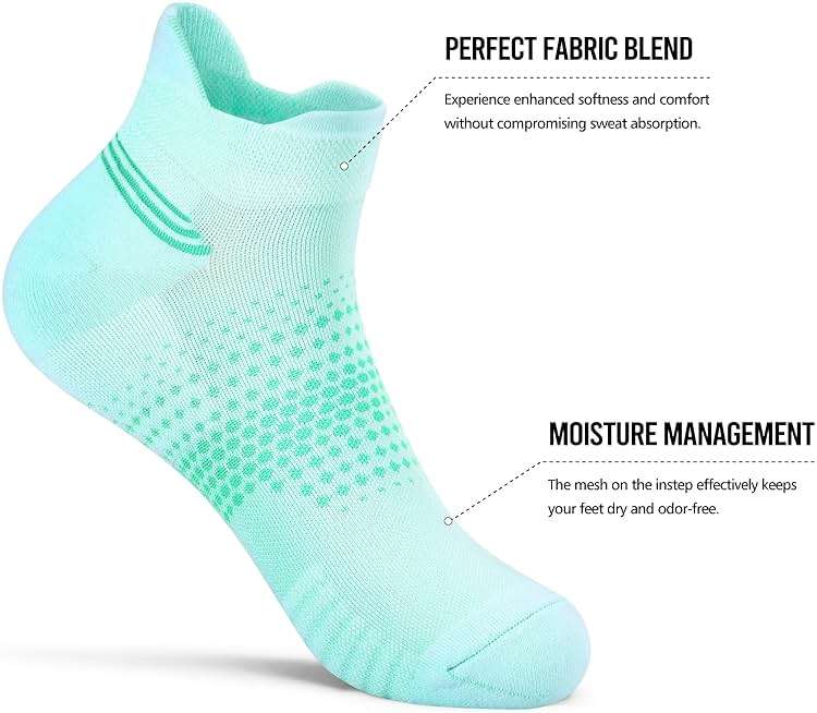 PAPLUS Ankle Compression Socks for Women 6 Pairs, Running Socks with Heel Tab, Cushioned Low Cut Athletic Socks - Image 3
