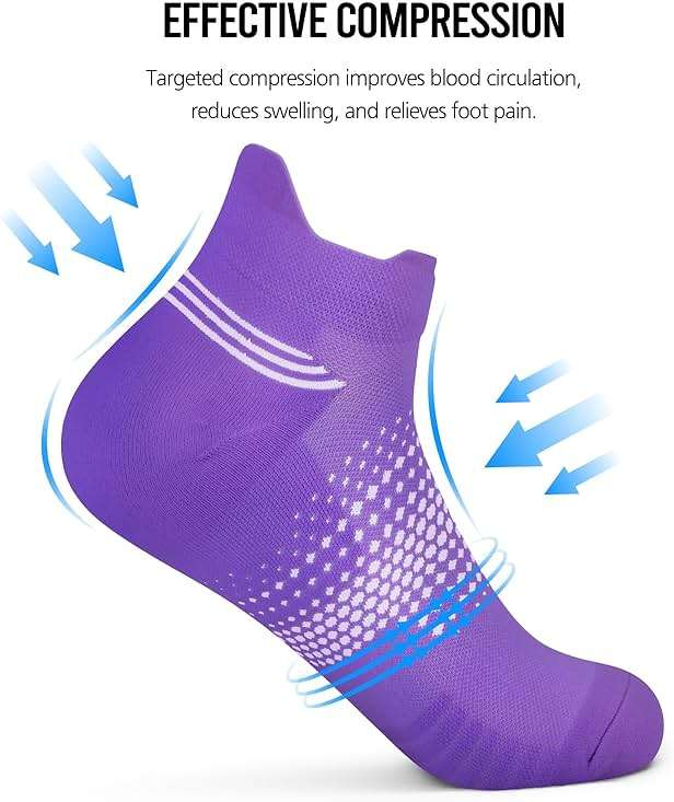 PAPLUS Ankle Compression Socks for Women 6 Pairs, Running Socks with Heel Tab, Cushioned Low Cut Athletic Socks - Image 5