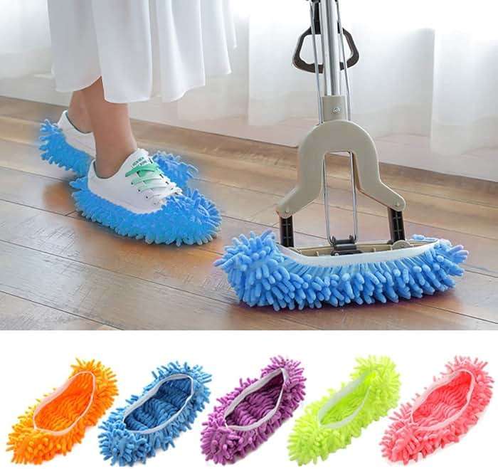 Mop Socks, 2Pairs Microfiber Cleaning House Mop Slipper Covers Soft Washable Reusable Microfiber Foot Socks for Floor Cleaning (Blue) - Image 7