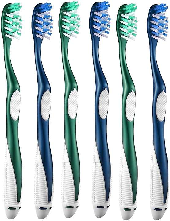 Fremouth Extra Firm Toothbrushes for Adults, Extra Hard Bristles, 6 Count - Image 1