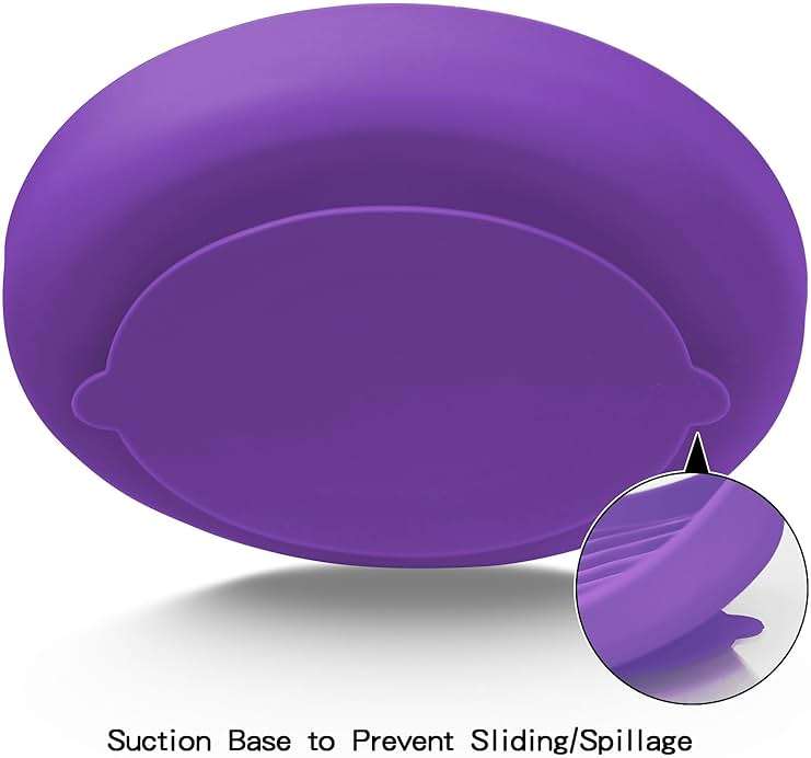 PJDH Slow Feeder Dog Bowls, Silicone Food Bowl Anti-Gulping, Pets Puppy Slow Feeder with Suction Cups, Dishwasher Microwave Safe for All Small Medium Dogs, Wave Design Purple - Image 3