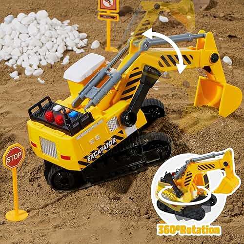 JOYIN 3 Pack Construction Toy - Excavator, Dump Truck and Loader, Moveable Claw & Lifting Back, Construction Truck Toy, Birthday Gift for Toddler Boys Kids - Image 3