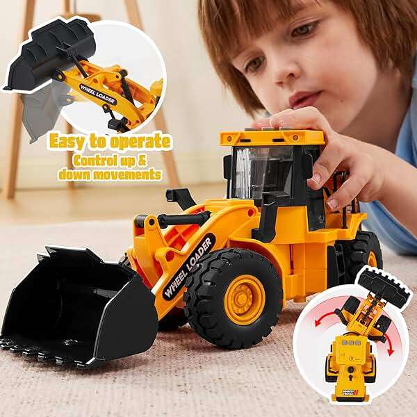 JOYIN 3 Pack Construction Toy - Excavator, Dump Truck and Loader, Moveable Claw & Lifting Back, Construction Truck Toy, Birthday Gift for Toddler Boys Kids - Image 4