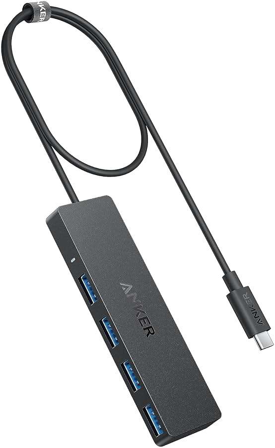 Anker USB C Hub 4 Ports, Multiple USB 3.0 Hub with 5Gbps Data Transfer, Extender for Type C Port Laptop, PC, Desktop and More (2 ft USB-C Connector, Charging Not Supported) - Image 1