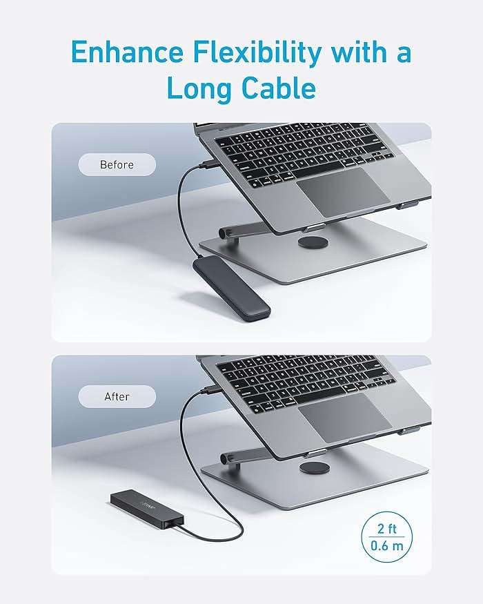 Anker USB C Hub 4 Ports, Multiple USB 3.0 Hub with 5Gbps Data Transfer, Extender for Type C Port Laptop, PC, Desktop and More (2 ft USB-C Connector, Charging Not Supported) - Image 5