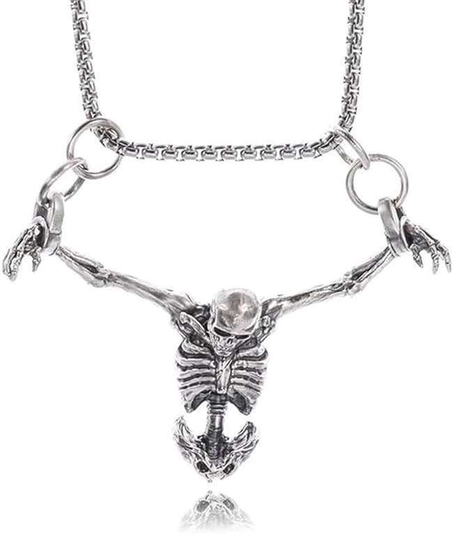 TKHLT Punk Skeleton Skull Necklace Captivity Skull Pendent Biker Rock Jewelry Gift for Men and Women - Image 1