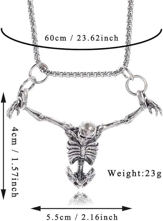 TKHLT Punk Skeleton Skull Necklace Captivity Skull Pendent Biker Rock Jewelry Gift for Men and Women - Image 2