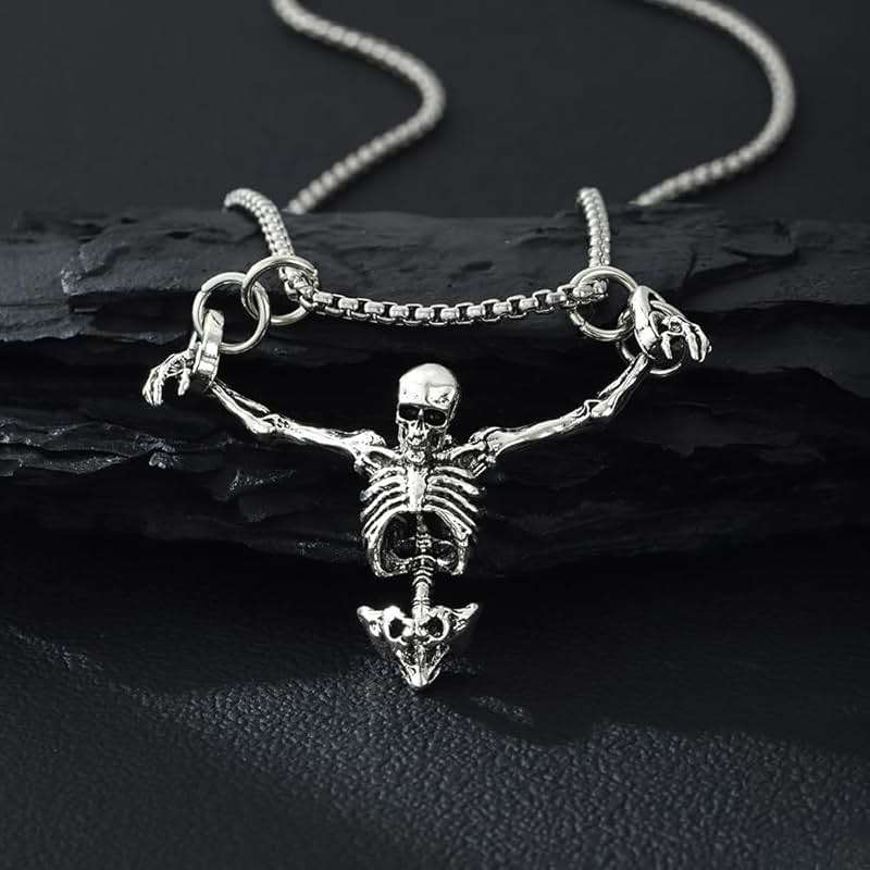 TKHLT Punk Skeleton Skull Necklace Captivity Skull Pendent Biker Rock Jewelry Gift for Men and Women - Image 4