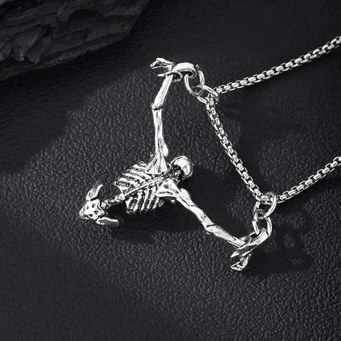TKHLT Punk Skeleton Skull Necklace Captivity Skull Pendent Biker Rock Jewelry Gift for Men and Women - Image 5