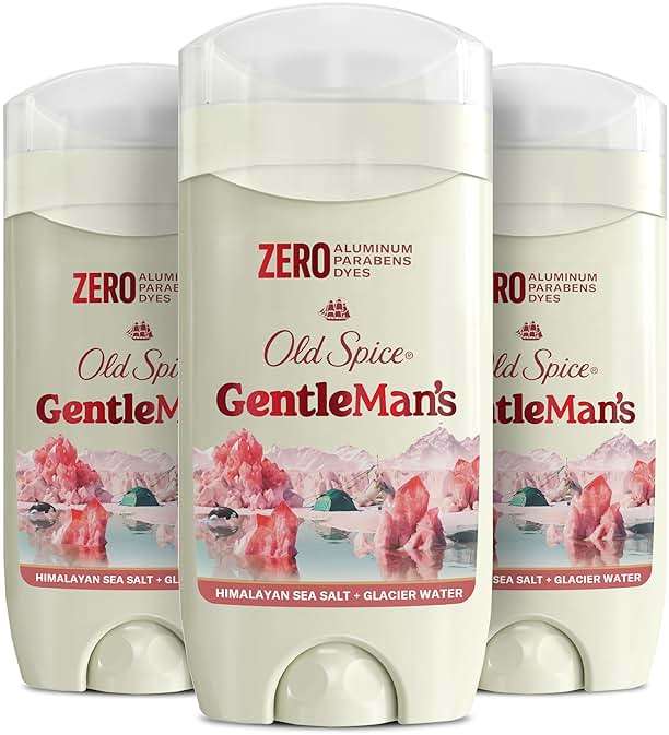 Old Spice GentleMan's Aluminum Free Dry Feel Deodorant for Men, 24/7 Lasting Freshness, Gentle on Skin with Skin Conditioners, Himalayan Sea Salt + Glacier Water Scent, 3.0 oz (Pack of 3) - Image 1