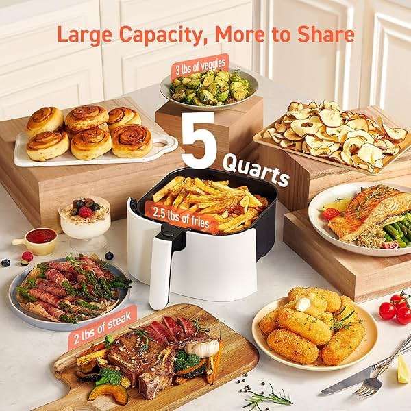 Cosori Air Fryer Pro LE 5-Qt Airfryer, With 20PCS paper liners, 10 Functions that Dry, Bake, Roast &Preheat, Shake Reminder, Up to 450℉, 85% Oil less, Compact, 130+ Recipes, Dishwasher Safe, White - Image 2