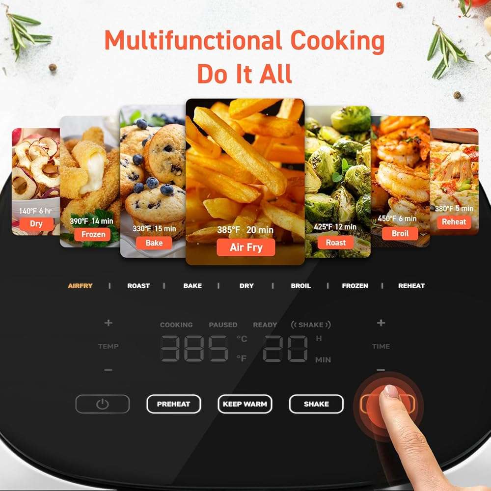 Cosori Air Fryer Pro LE 5-Qt Airfryer, With 20PCS paper liners, 10 Functions that Dry, Bake, Roast &Preheat, Shake Reminder, Up to 450℉, 85% Oil less, Compact, 130+ Recipes, Dishwasher Safe, White - Image 3