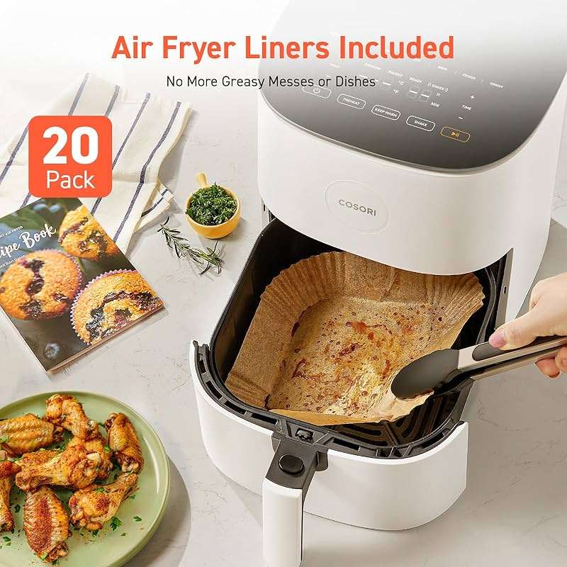 Cosori Air Fryer Pro LE 5-Qt Airfryer, With 20PCS paper liners, 10 Functions that Dry, Bake, Roast &Preheat, Shake Reminder, Up to 450℉, 85% Oil less, Compact, 130+ Recipes, Dishwasher Safe, White - Image 7
