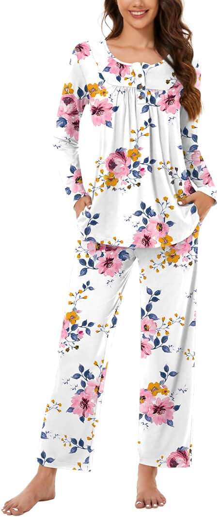 Bestbee Women's Pajama Set, 2 Piece Lounge Outfits Sleepwear Fall Long Sleeve Long Pant With Pockets Ladies Pjs - Image 1
