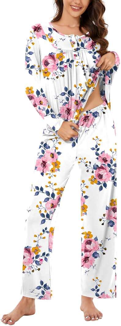 Bestbee Women's Pajama Set, 2 Piece Lounge Outfits Sleepwear Fall Long Sleeve Long Pant With Pockets Ladies Pjs - Image 3