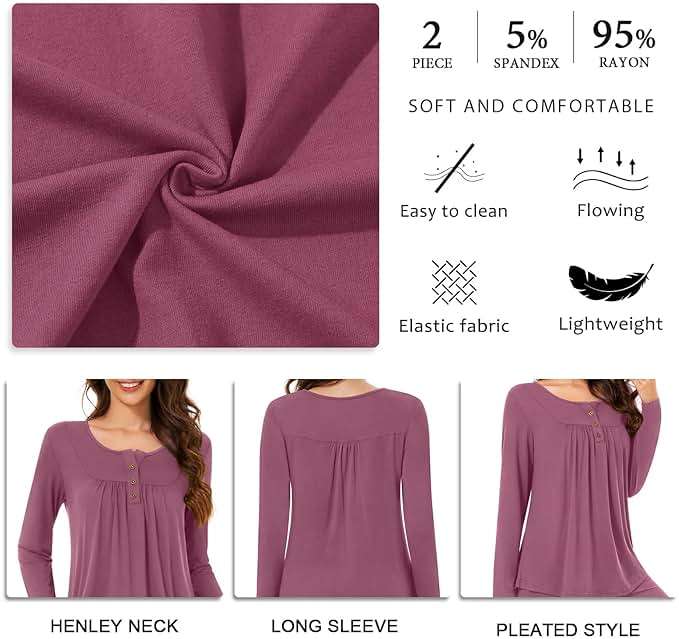Bestbee Women's Pajama Set, 2 Piece Lounge Outfits Sleepwear Fall Long Sleeve Long Pant With Pockets Ladies Pjs - Image 5