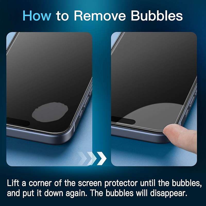 JETech Privacy Full Coverage Screen Protector for iPhone 15 Pro 6.1-Inch, Black Edge Anti-Spy Tempered Glass Film with Easy Installation Tool, Case-Friendly, 2-Pack - Image 2