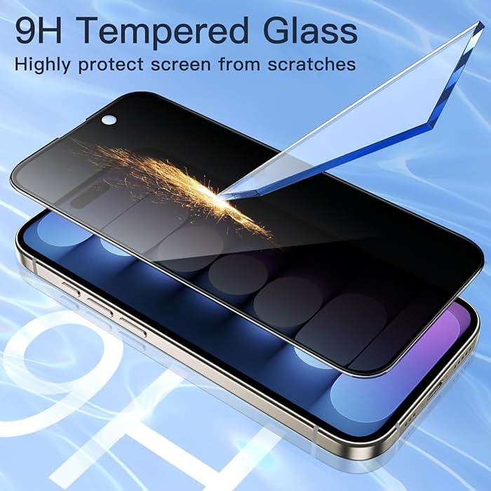 JETech Privacy Full Coverage Screen Protector for iPhone 15 Pro 6.1-Inch, Black Edge Anti-Spy Tempered Glass Film with Easy Installation Tool, Case-Friendly, 2-Pack - Image 7