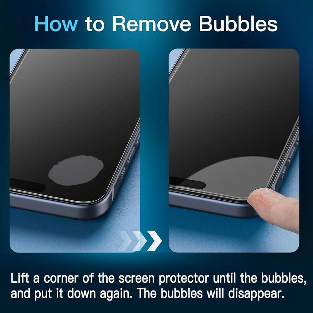 JETech Privacy Screen Protector for iPhone 15 Pro Max 6.7-Inch, Anti-Spy Tempered Glass Film with Easy Installation Tool, 2-Pack - Image 2