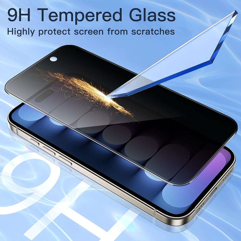 JETech Privacy Screen Protector for iPhone 15 Pro Max 6.7-Inch, Anti-Spy Tempered Glass Film with Easy Installation Tool, 2-Pack - Image 6