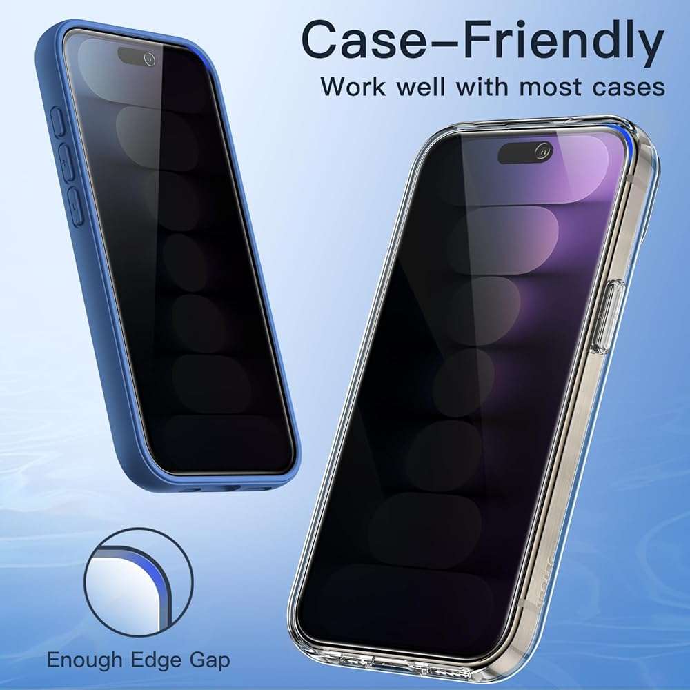 JETech Privacy Screen Protector for iPhone 15 Pro Max 6.7-Inch, Anti-Spy Tempered Glass Film with Easy Installation Tool, 2-Pack - Image 8