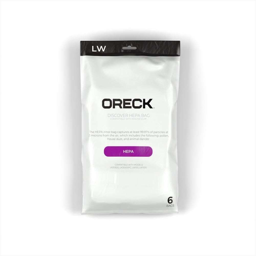 Oreck Vacuum Cleaner Bags for Discover Upright Vacs, Pack of 6, Tan, Hepa Filtration, Part # AK1LW6H, Oreck Odor Fighting Vacuum Bags - Image 2