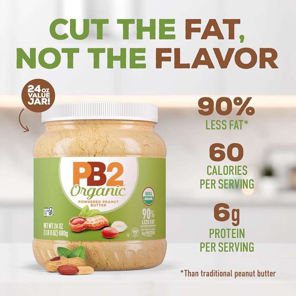 PB2 Organic Powdered Peanut Butter | USDA Organic Certified, Non-GMO Project Verified, Gluten-Free Peanut Butter Powder | Vegan, Keto Friendly | 24oz Resealable Jar - Image 3