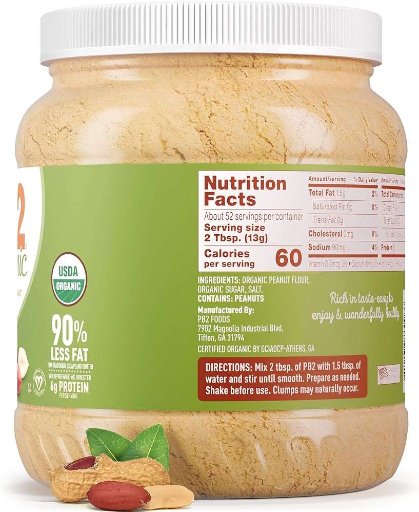 PB2 Organic Powdered Peanut Butter | USDA Organic Certified, Non-GMO Project Verified, Gluten-Free Peanut Butter Powder | Vegan, Keto Friendly | 24oz Resealable Jar - Image 8