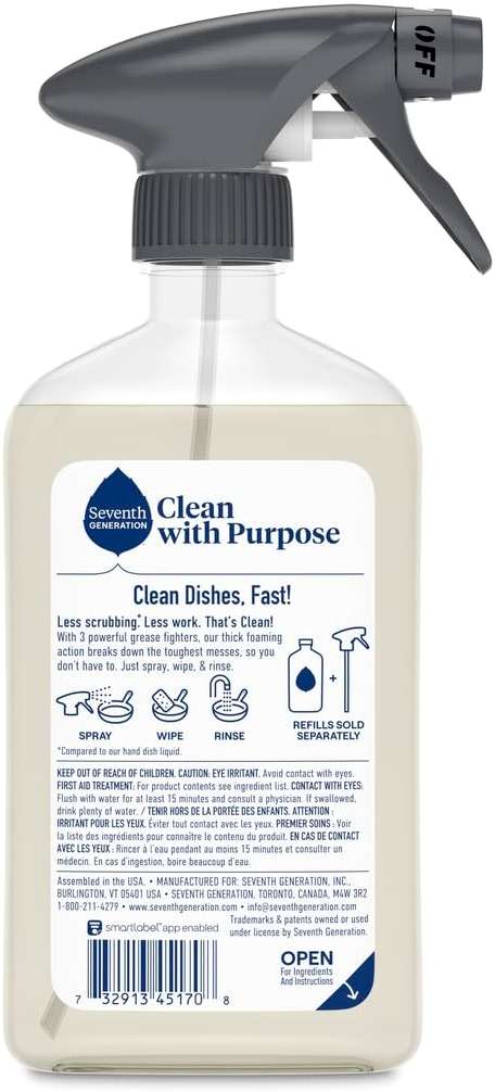 Seventh Generation Foaming Dish Spray, 3X Grease Fighters, Free & Clear, 16 Fl. Oz. - Image 2