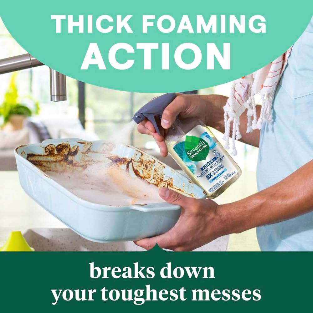 Seventh Generation Foaming Dish Spray, 3X Grease Fighters, Free & Clear, 16 Fl. Oz. - Image 4