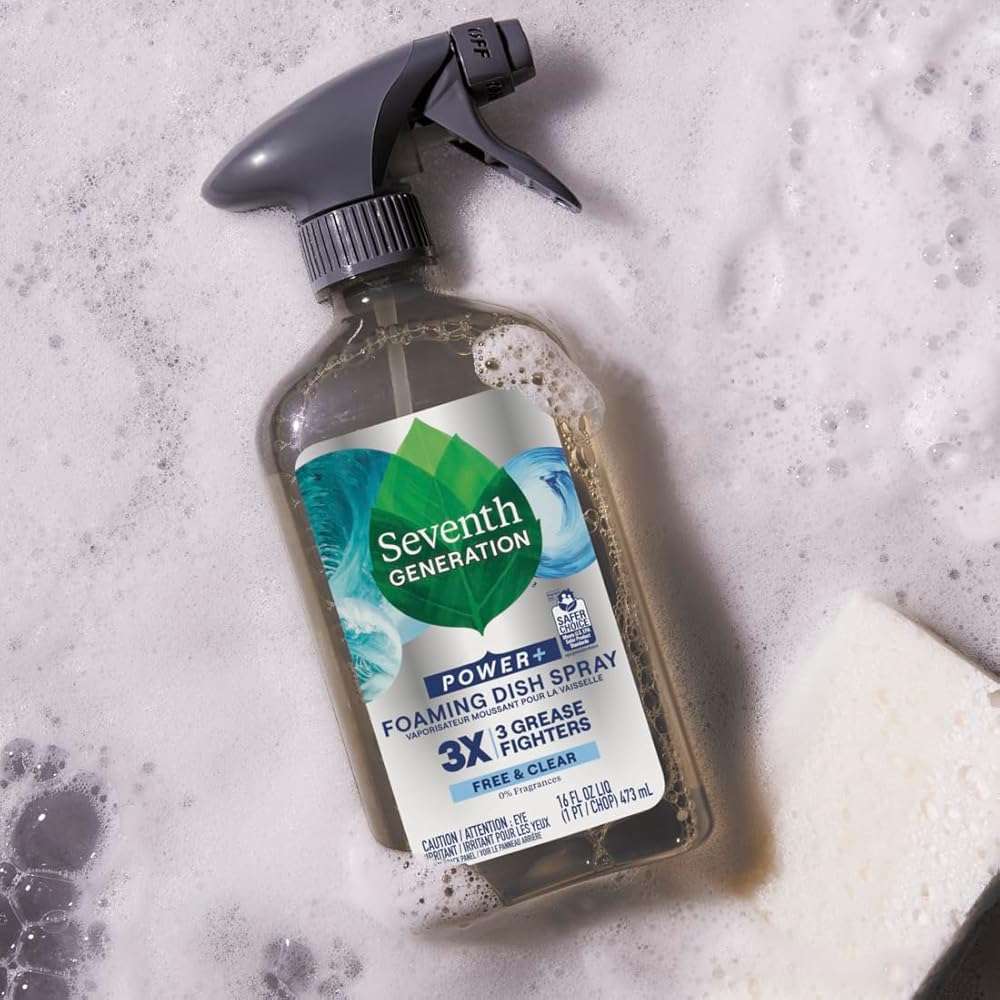 Seventh Generation Foaming Dish Spray, 3X Grease Fighters, Free & Clear, 16 Fl. Oz. - Image 8