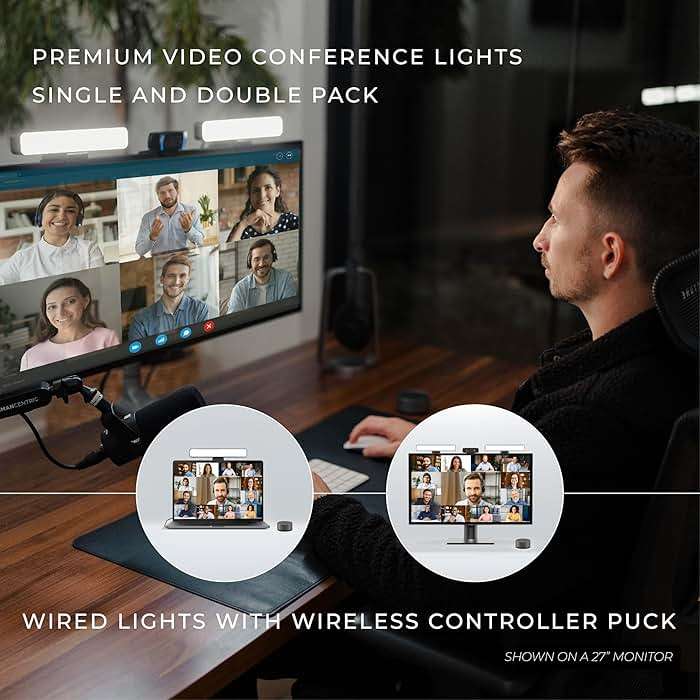 HumanCentric Premium Video Conference Lighting for Video Calls, HighBeam Pro Light for Zoom Meetings and Streaming, Upgrade Monitor Ring Light with LED Webcam Light, Dual Video Conference Light - Image 2