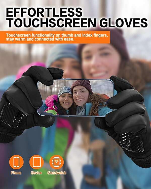 LOUXPERT Waterproof Winter Gloves with Cotton Layer and Soft Smooth Lining | Touchscreen Fingers for Easy Phone Use, Water Resistant Shell, Silicone Palm Grip, Comfortable Fit for Outdoor Sports - Image 4
