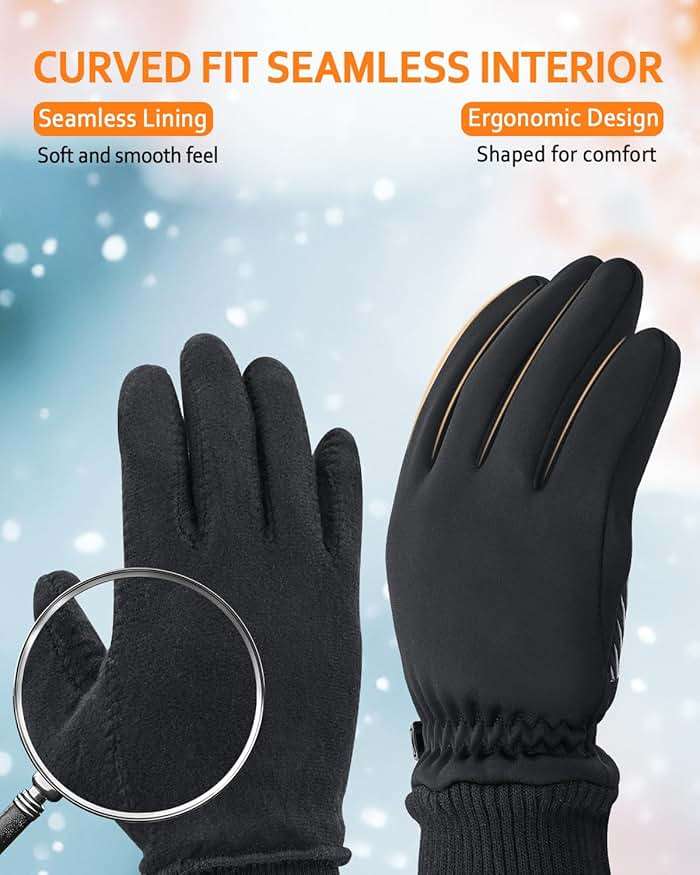 LOUXPERT Waterproof Winter Gloves with Cotton Layer and Soft Smooth Lining | Touchscreen Fingers for Easy Phone Use, Water Resistant Shell, Silicone Palm Grip, Comfortable Fit for Outdoor Sports - Image 6