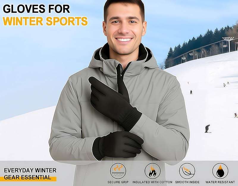 LOUXPERT Waterproof Winter Gloves with Cotton Layer and Soft Smooth Lining | Touchscreen Fingers for Easy Phone Use, Water Resistant Shell, Silicone Palm Grip, Comfortable Fit for Outdoor Sports - Image 7