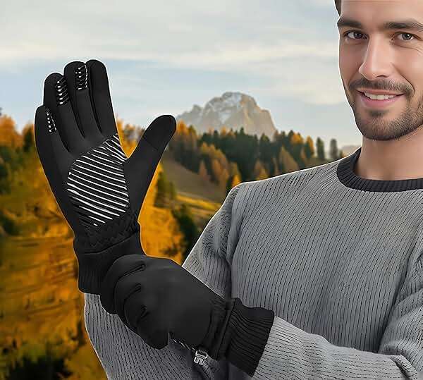 LOUXPERT Waterproof Winter Gloves with Cotton Layer and Soft Smooth Lining | Touchscreen Fingers for Easy Phone Use, Water Resistant Shell, Silicone Palm Grip, Comfortable Fit for Outdoor Sports - Image 9